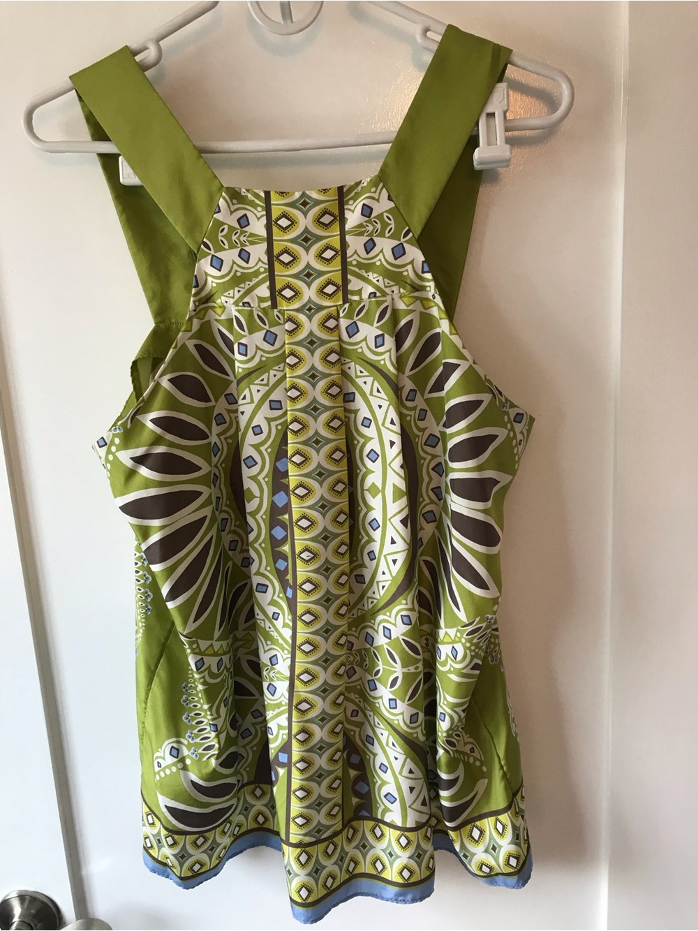 Banana Republic Lime Green Printed Halter-Style Top